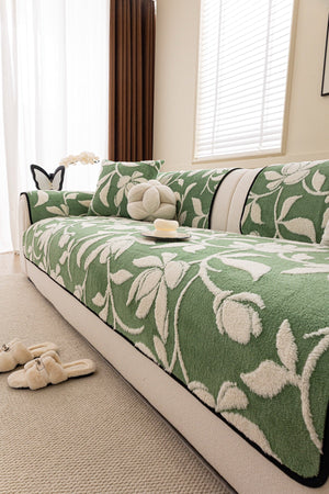 Sofa Decor Willow Quilted Leaf Sofa Seat Cover in Sage Leaf - styled sofa seat cover for quilted sofa seat covers in the UK